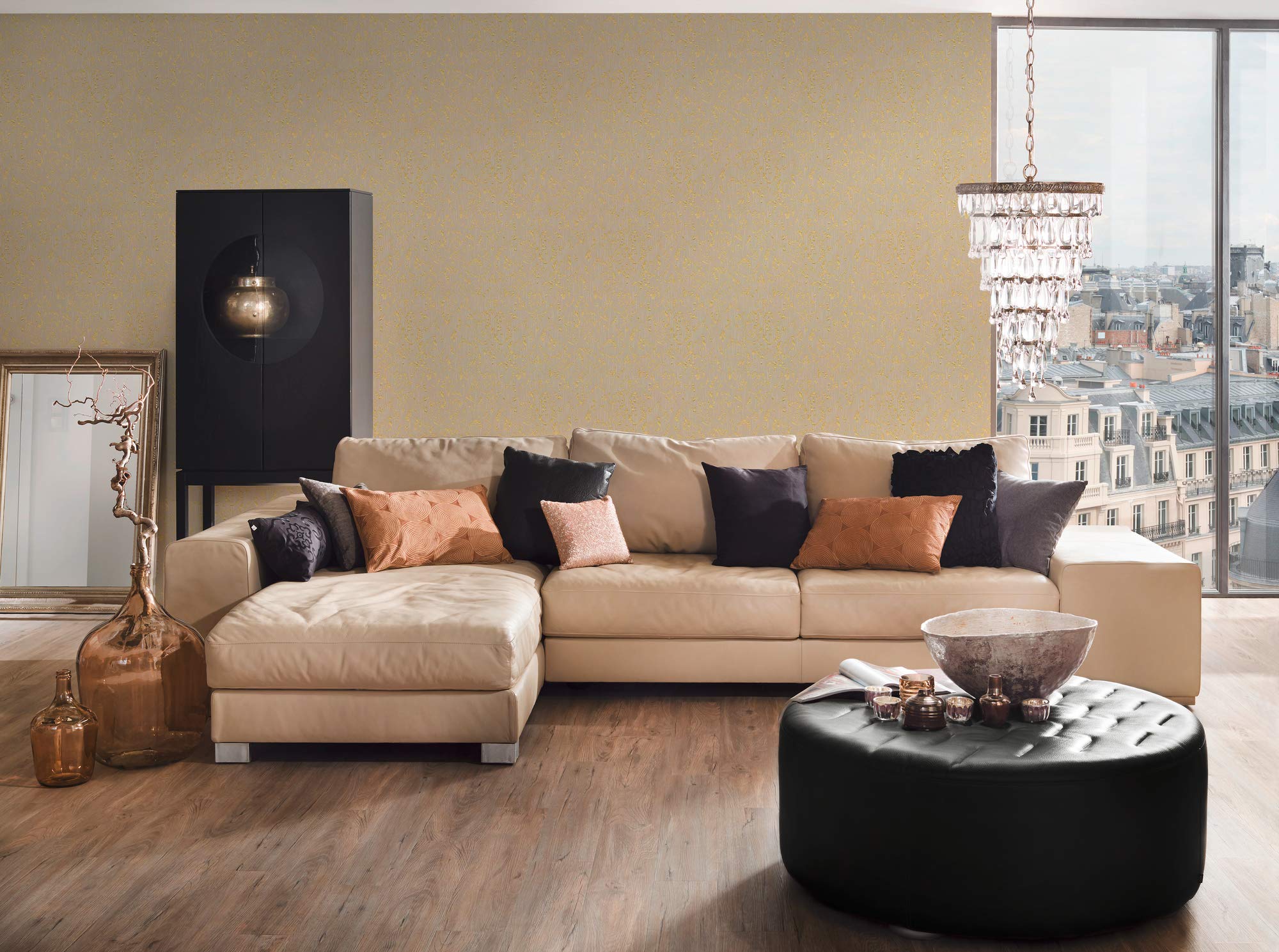 Architects Paper Tapeta tekstylna Metallic Silk tapeta z ornamentami barokowa 10,05 m x 0,53 m beżowy metalik Made in Germany 306602 30660-2