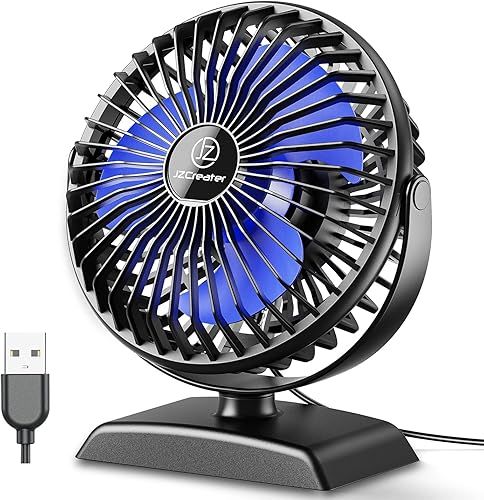 Miniatura 7 de JZCreater Mini ventilador de escritorio, funcionamiento ultrasilencioso de 3 velocidades, ventilador de refrigeración USB portátil para escritorio