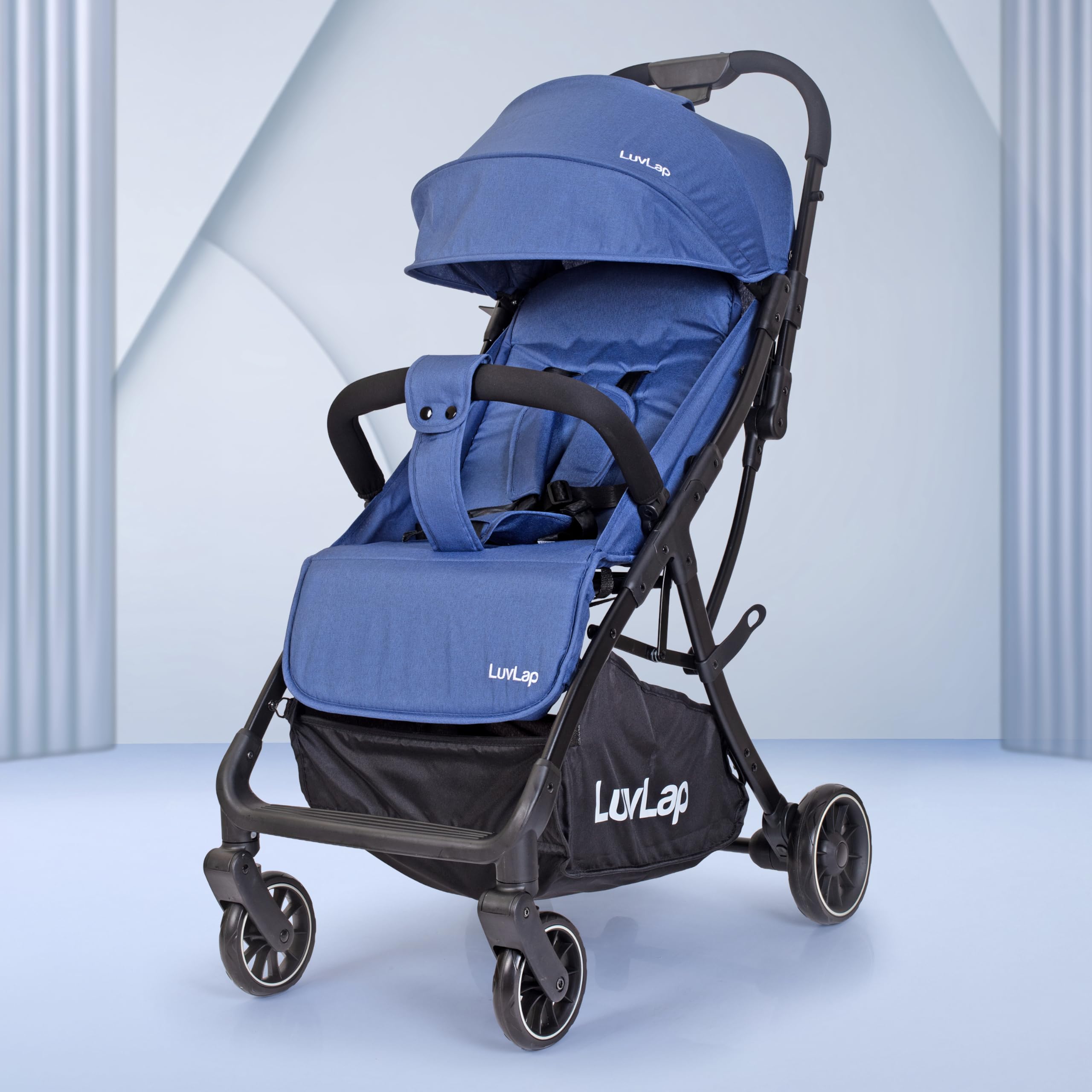 LuvLap Regency Baby Stroller, Pram for 0 to 3 Years with 5 Point Safety Harness, Large Storage Basket, Heavy Duty Wheels, Easy Fold, Extendable Canopy, Multilevel Recline & Adjustable footrest-picture-10