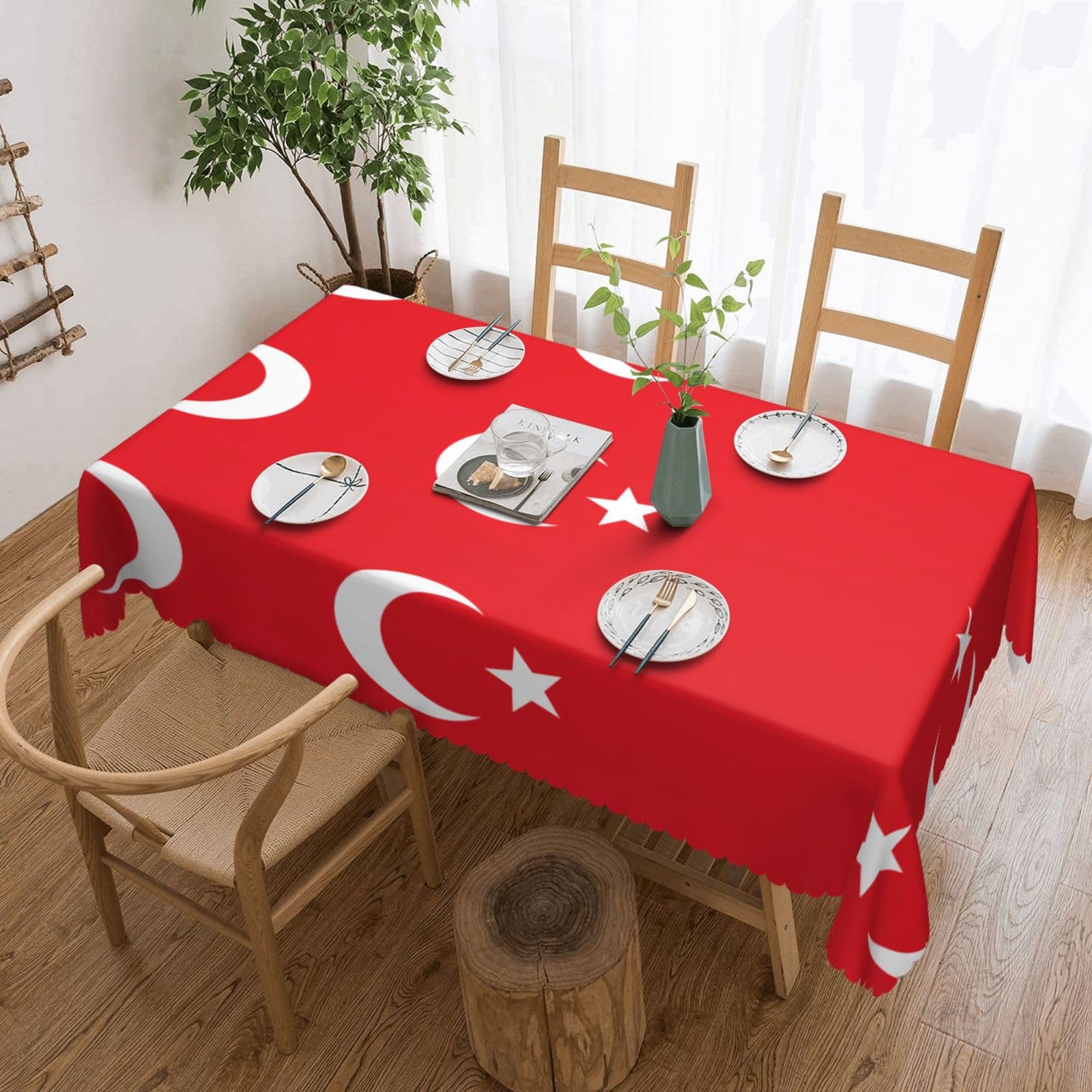 HLBSDM Flag of Turkey Print Rectangle Washable Tablecloth Decorative Table Cover for Dining Table Buffet Parties