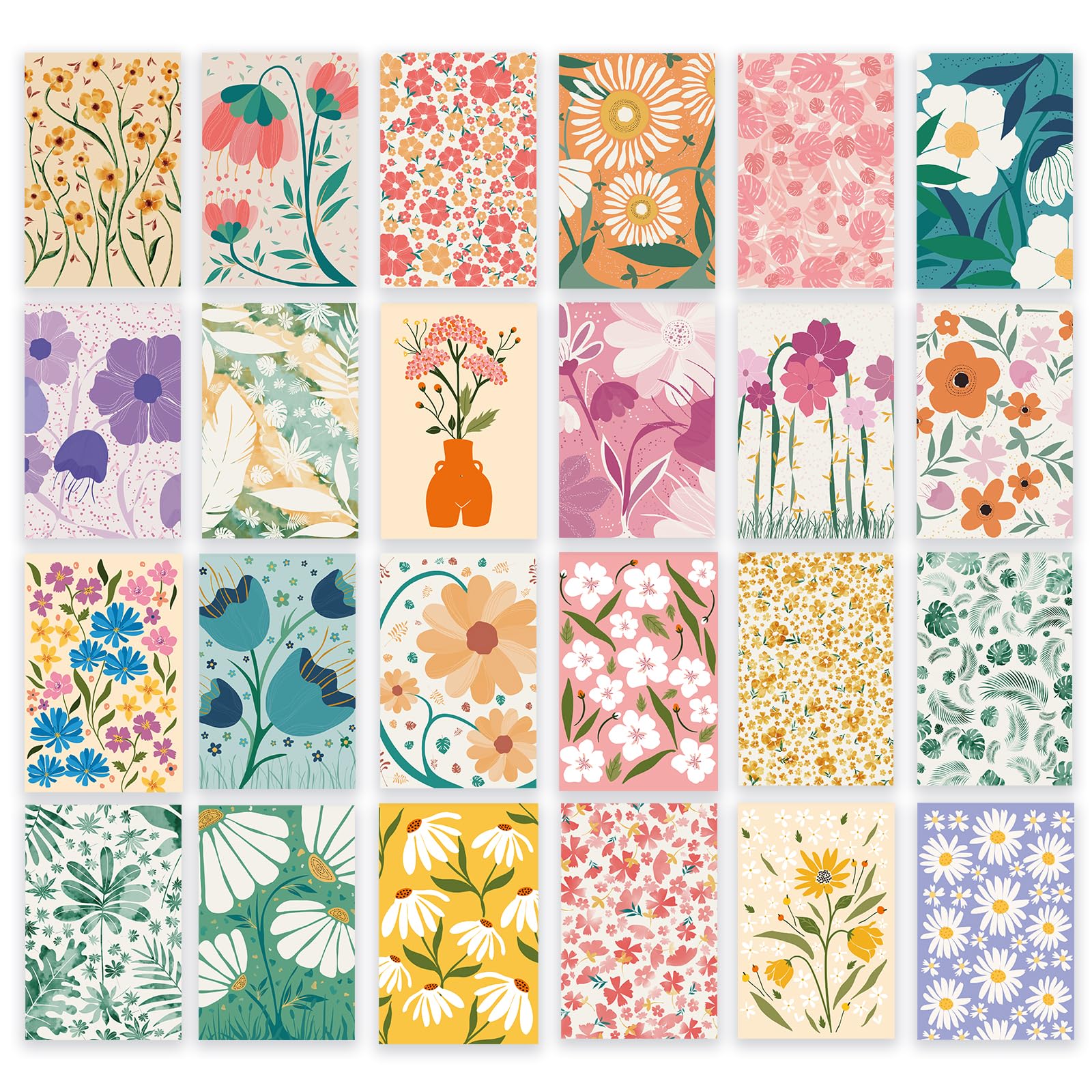 Nihuecne 24 Pack Floral Blank Greeting Cards with Envelopes, 24 Unique