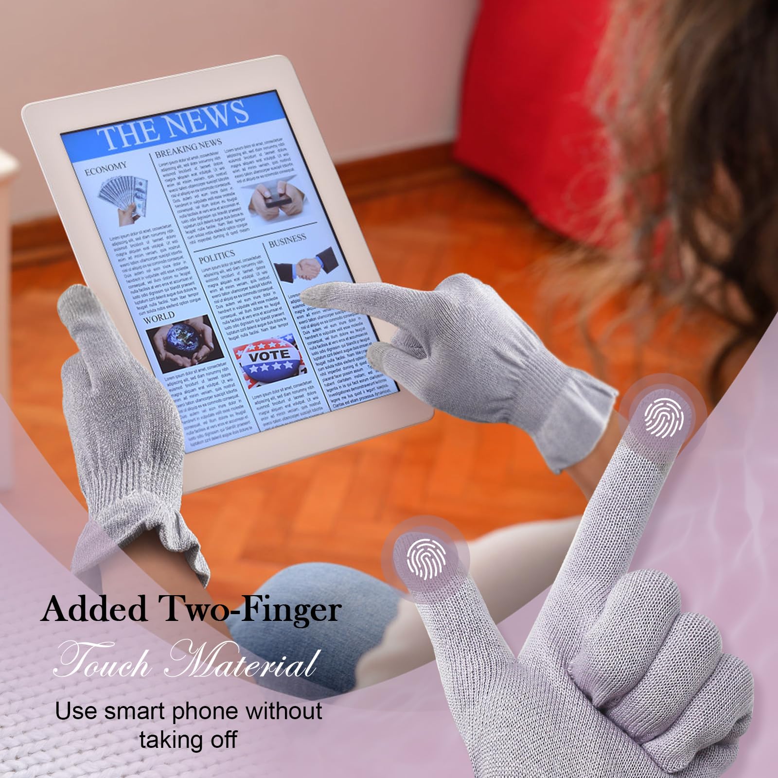 MIG4U Guanti di bellezza idratanti touchscreen guanti da notte per donne mani secche, lozione notturna, eczema, SPA, trattamento cosmetico, grigio viola, 6 paia taglia L/XL