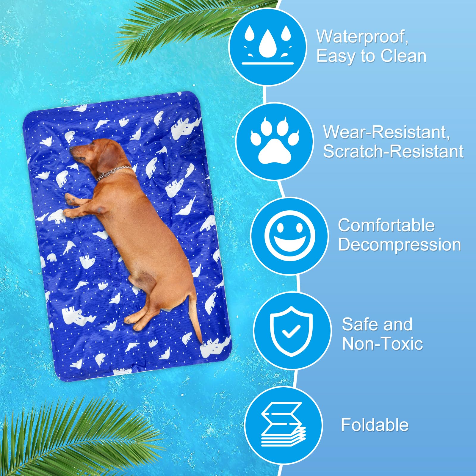 Cama Refrescante Perro, Almohadilla de Gel Autorefrescante Duradera e Impermeable para Perros y Gatos, Manta de Hielo Que Mantiene a Las Mascotas Frescas en Verano(Dark Blue, 50x60cm)