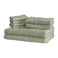 Mosobam Luxury Turkish 8pc XL Towel Set 35X70 16X30 13X13 Seagrass Green 700 GSM Bamboo Viscose Aegean Turkish