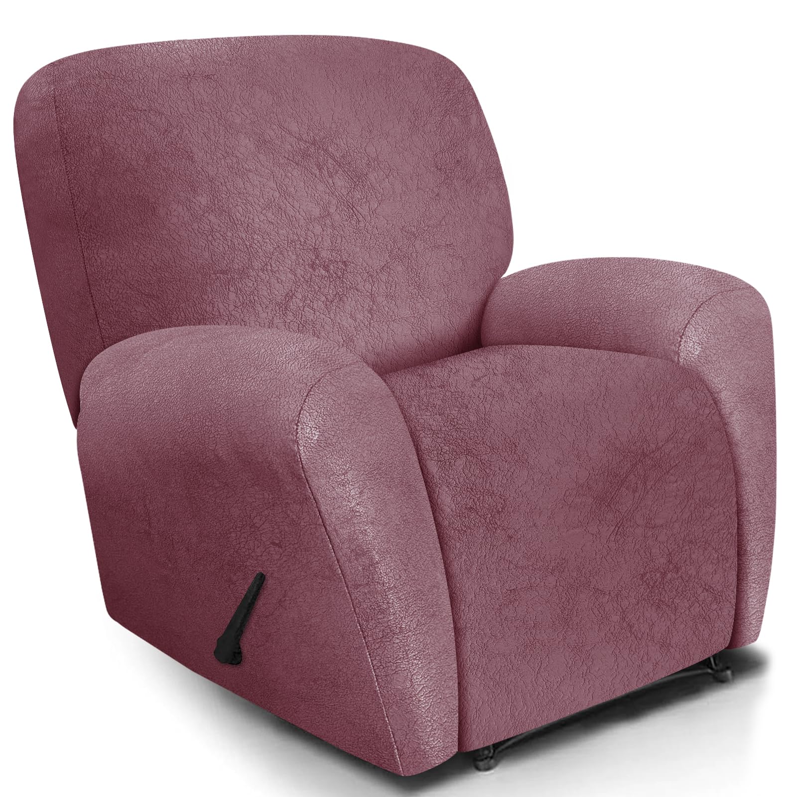 ANARACHON Leather Look Recliner Chair Covers, 4 Pieces Recliner Covers Non Slip, Soft Cover for Reclining Chair, Washable Furniture Protector for Pets (1 Seater, 025 Red)