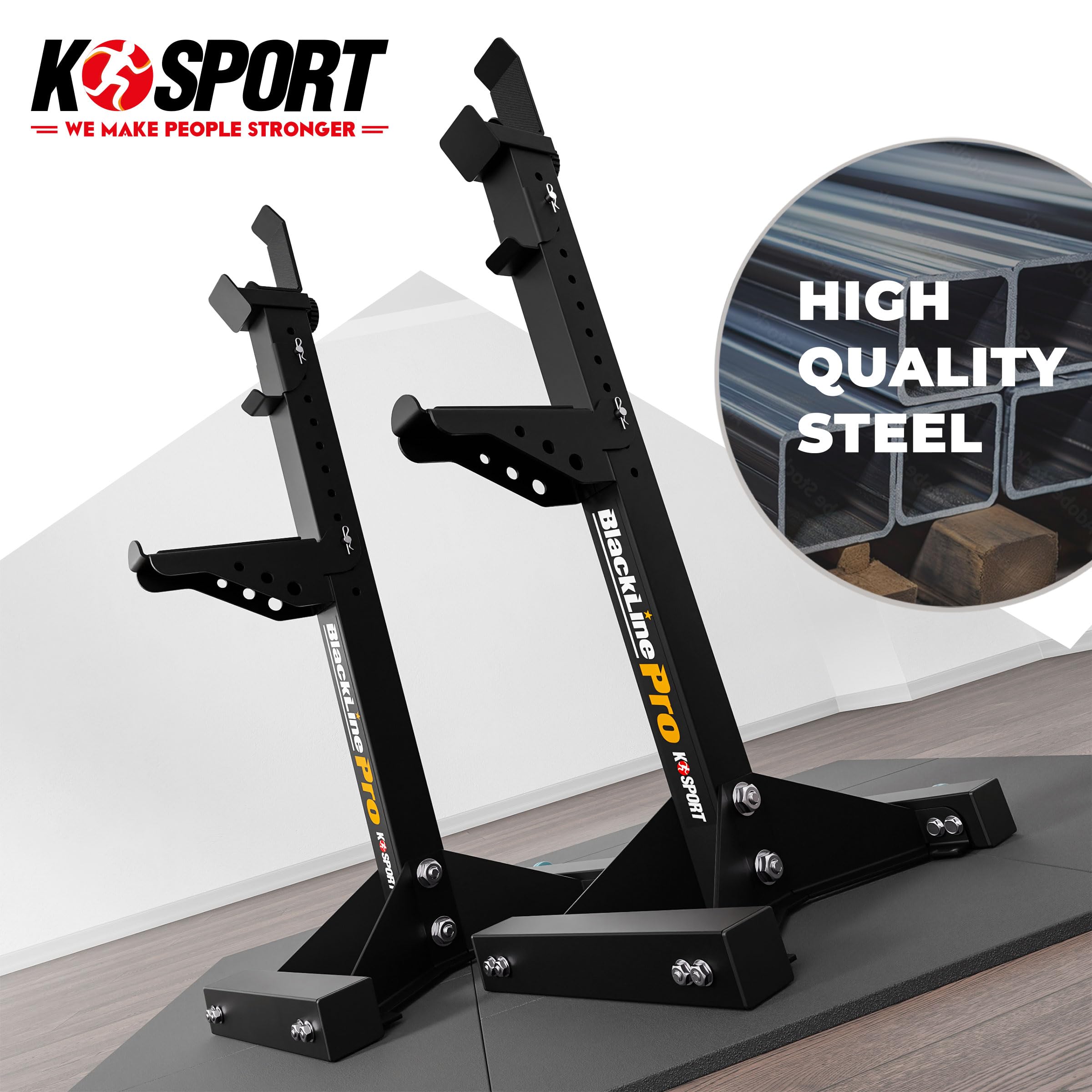 K-Sport: Massiver Squat Rack I verstärkte Langhantelablage bis 350 kg belastbar I Profi Hantelablage zum effektiven Muskeltraining I höhenverstellbarer Hantelständer I hantelablage für home gym