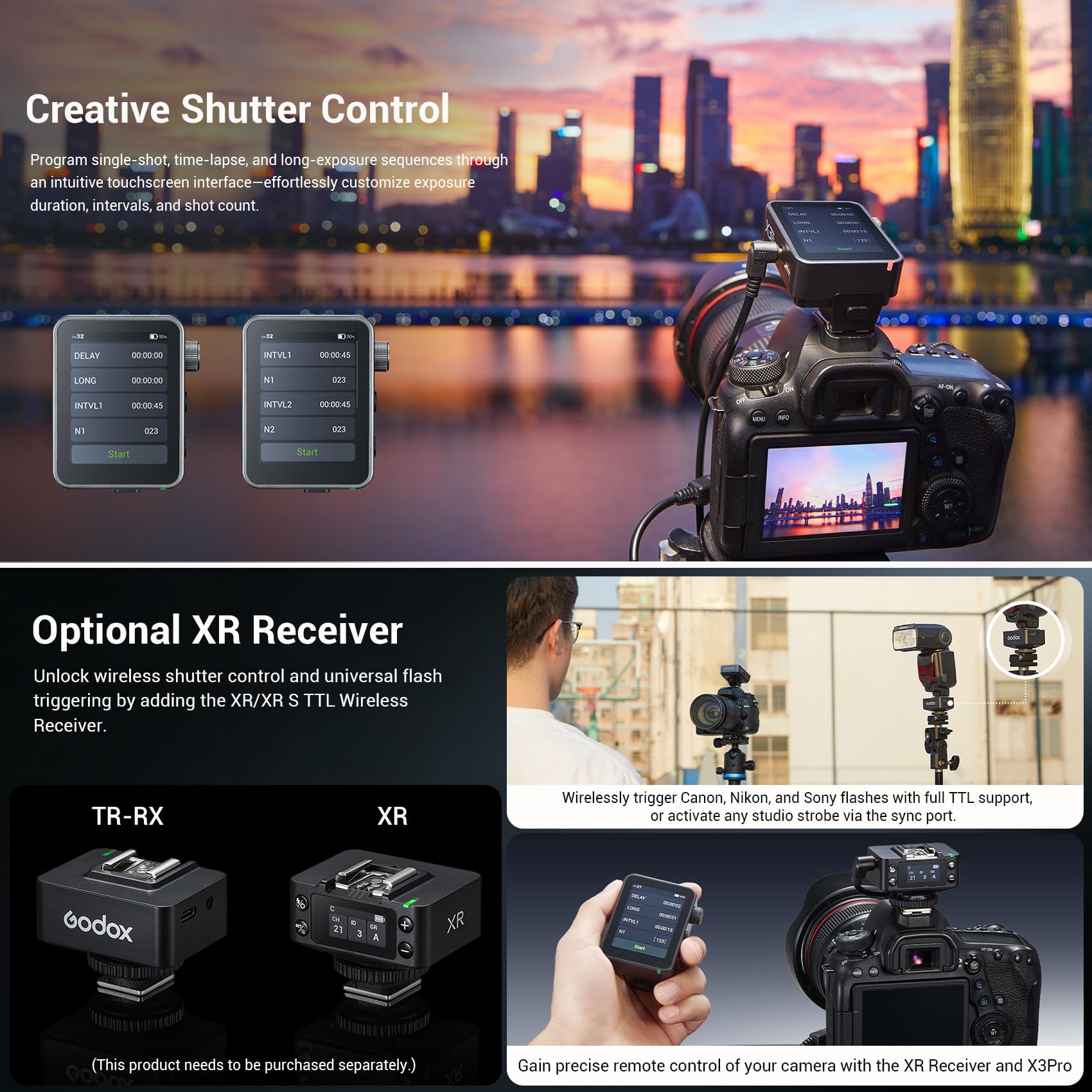Godox X3Pro N Trigger Flash Wireless TTL 2.4GHz con schermo LCD touch, HSS 1/8000s 2.4GHz Wireless X System, integrazione Bluetooth e controllo tramite APP