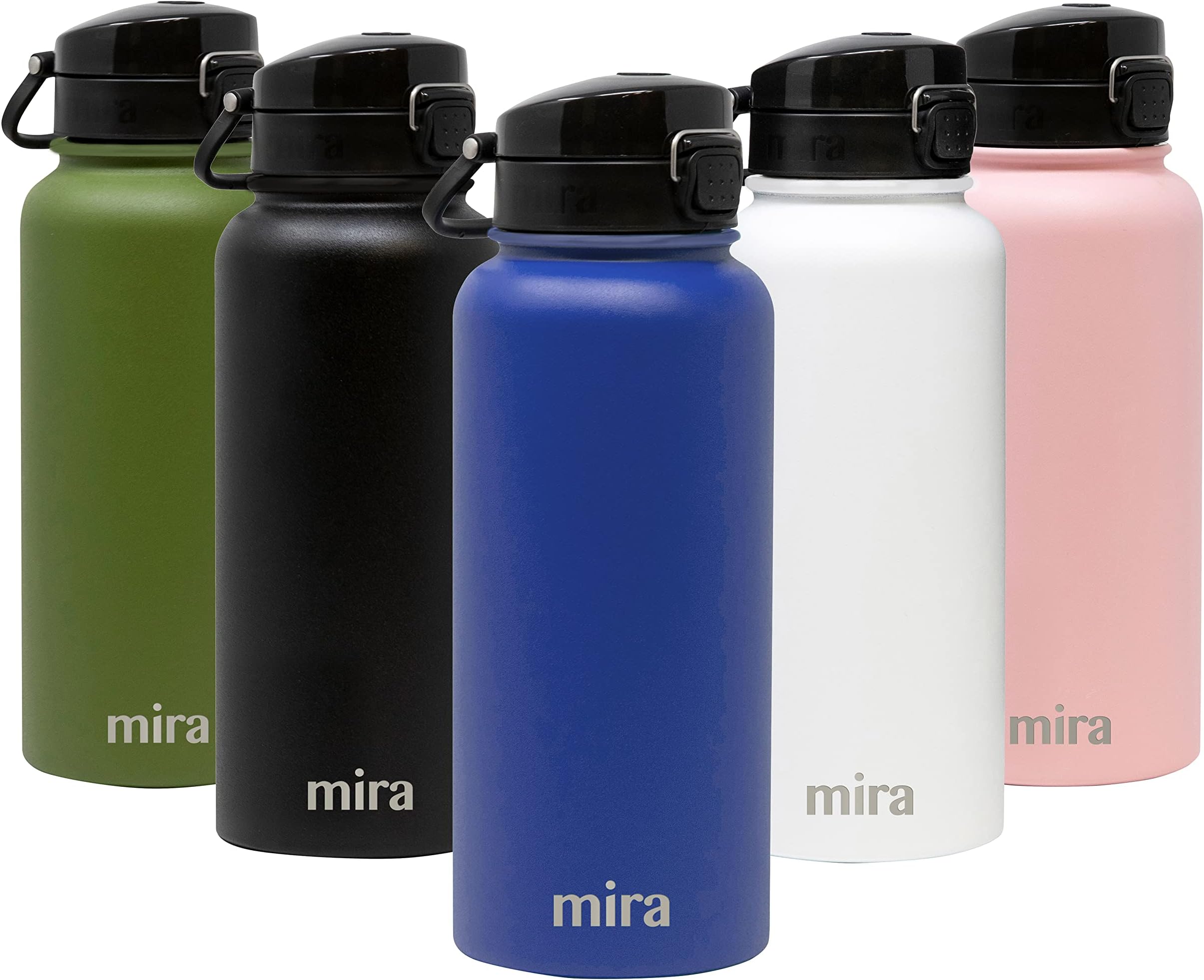 MIRA 32 oz Insulated Water Bottle - Stainless Steel Thermo with One-Touch Quick-Open Spout - Double Wall Hot & Cold (24Hr Cold/12Hr Hot) - Blue
