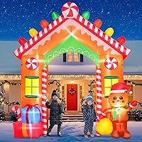 Vista 7 de Thanger - Papá Noel inflable navideño de 7 pies con bolsa de regalo verde, luces LED integradas, decoración navideña para interior y exterior