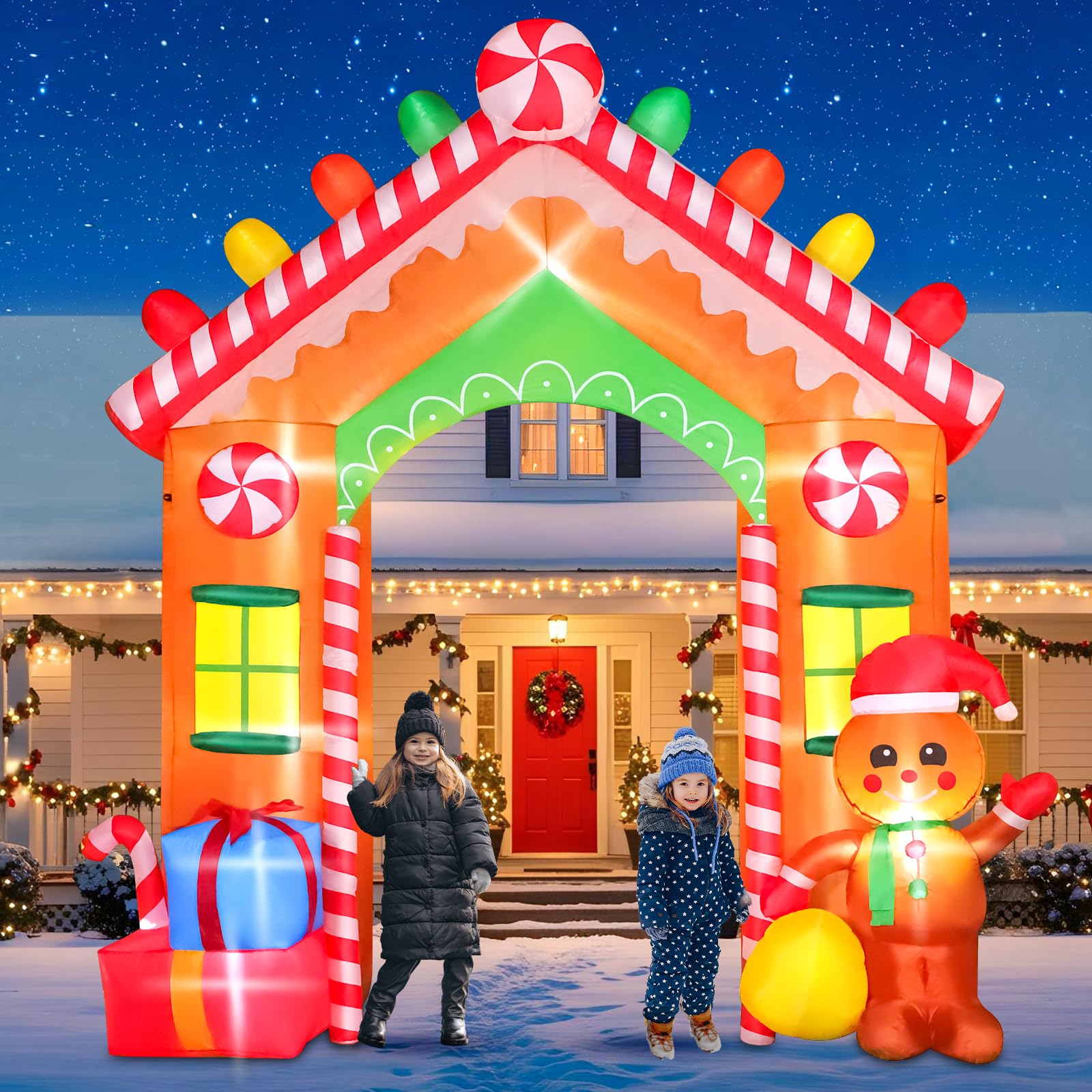Pain d'épices gonflable géant de Noël aux finitions détaillées