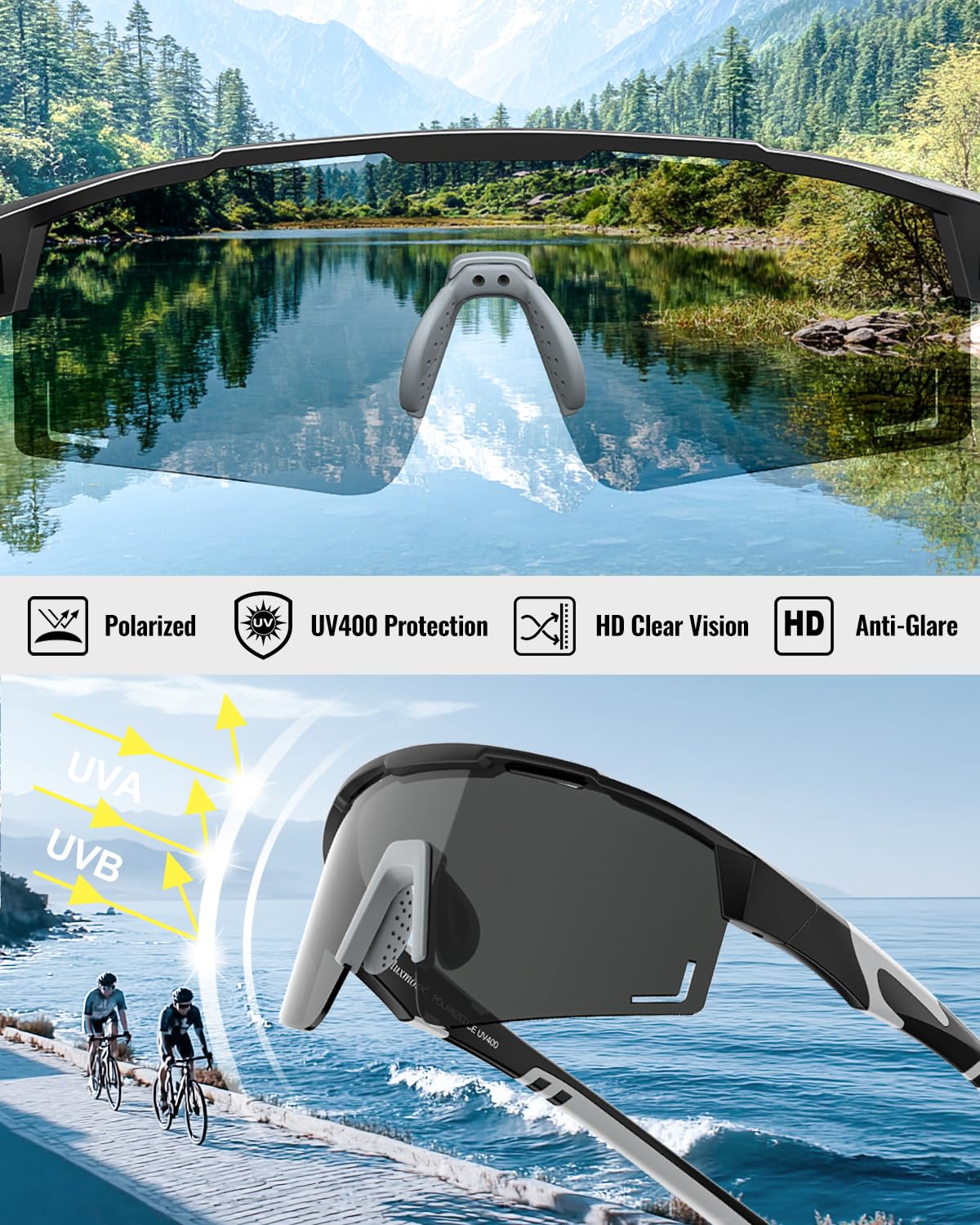 Occhiali da sole polarizzati da corsa per donne e uomini, ciclismo, sport, per escursionismo, pesca, moto, protezione UV