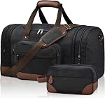 Litvyak Duffle Sac pour Voyage, Toile Voyage Sacs à Duffel Nuit Week-end Gym Transport sur sac à bagages pour les hommes & Femmes (Noir, 50L)