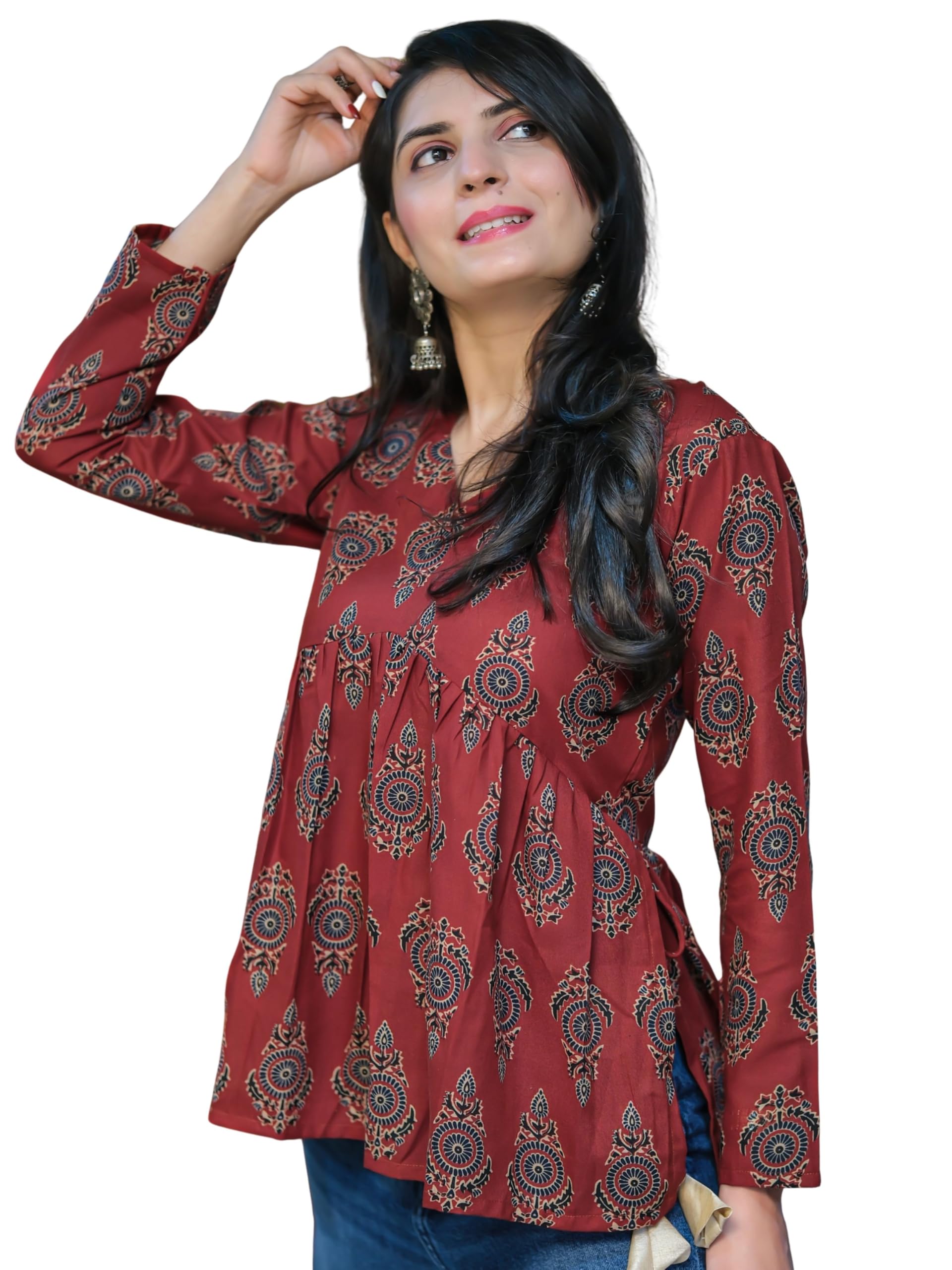 youthnic Women's Poly Rayon Printed Alia Cut Peplum Top | Top for Office | Women's Tunics | Short Kurti Women| Regular Fit-picture-11