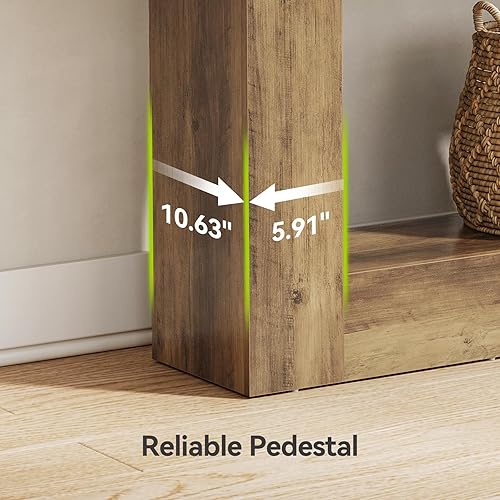 Miniatura 7 de LITTLE TREE Mesa consola de 63 pulgadas de largo, mesa de sofá de granja de 2 niveles detrás del sofá, mesa de entrada grande y estrecha para sala