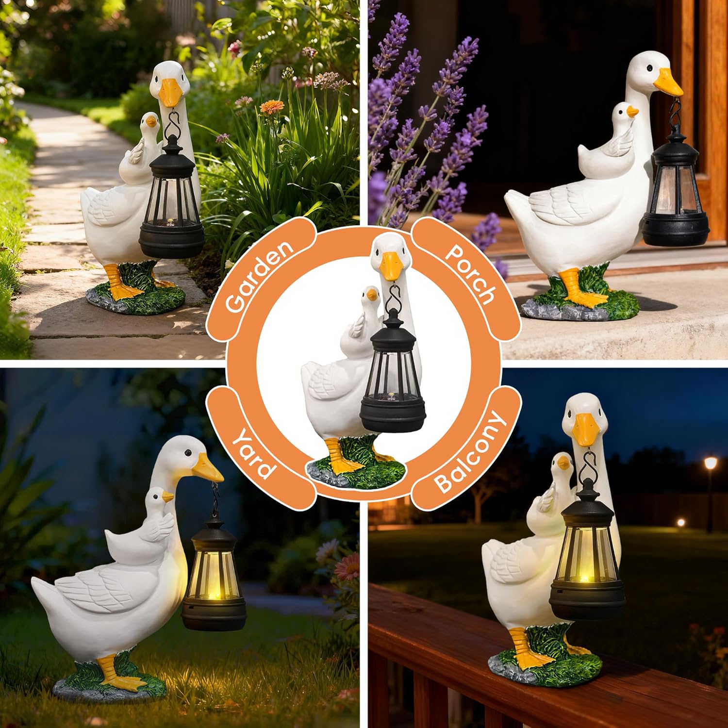 7.48" Small Goose Garden Statues Gifts,Outdoor Solar Goose Statue with Lantern Decoration Waterproof Figurine Lights for Outside Patio Yard Decor Lawn Ornaments Birthday Gifts for Grandma Mom Women - Image 5