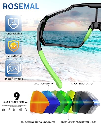 Miniatura 9 de Gafas de sol deportivas polarizadas para hombres y mujeres, jóvenes, béisbol, ciclismo, correr, conducir, pesca, tenis, golf, motor TAC UV400 TR90