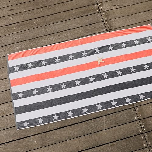 Miniatura 5 de Toallas de playa grandes de gran tamaño  Toalla de piscina de terciopelo a rayas de terciopelo de 70 x 35 pulgadas, toalla de baño de algodón de