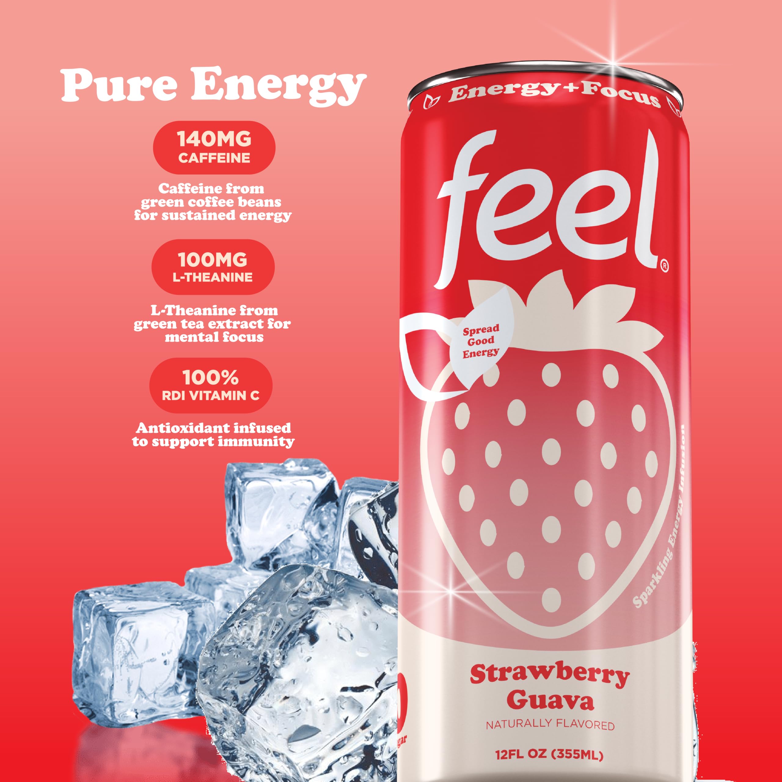 Amazon.com : FEEL Strawberry Guava – Zero Sugar Sparkling Energy