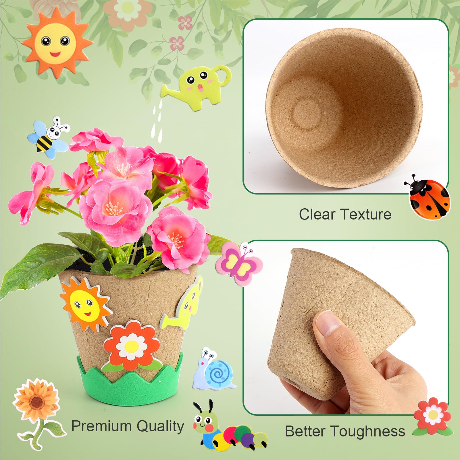 Snapklik.com : Ayfjovs 80 Pack Garden Paper Pot Craft Kit, Spring ...