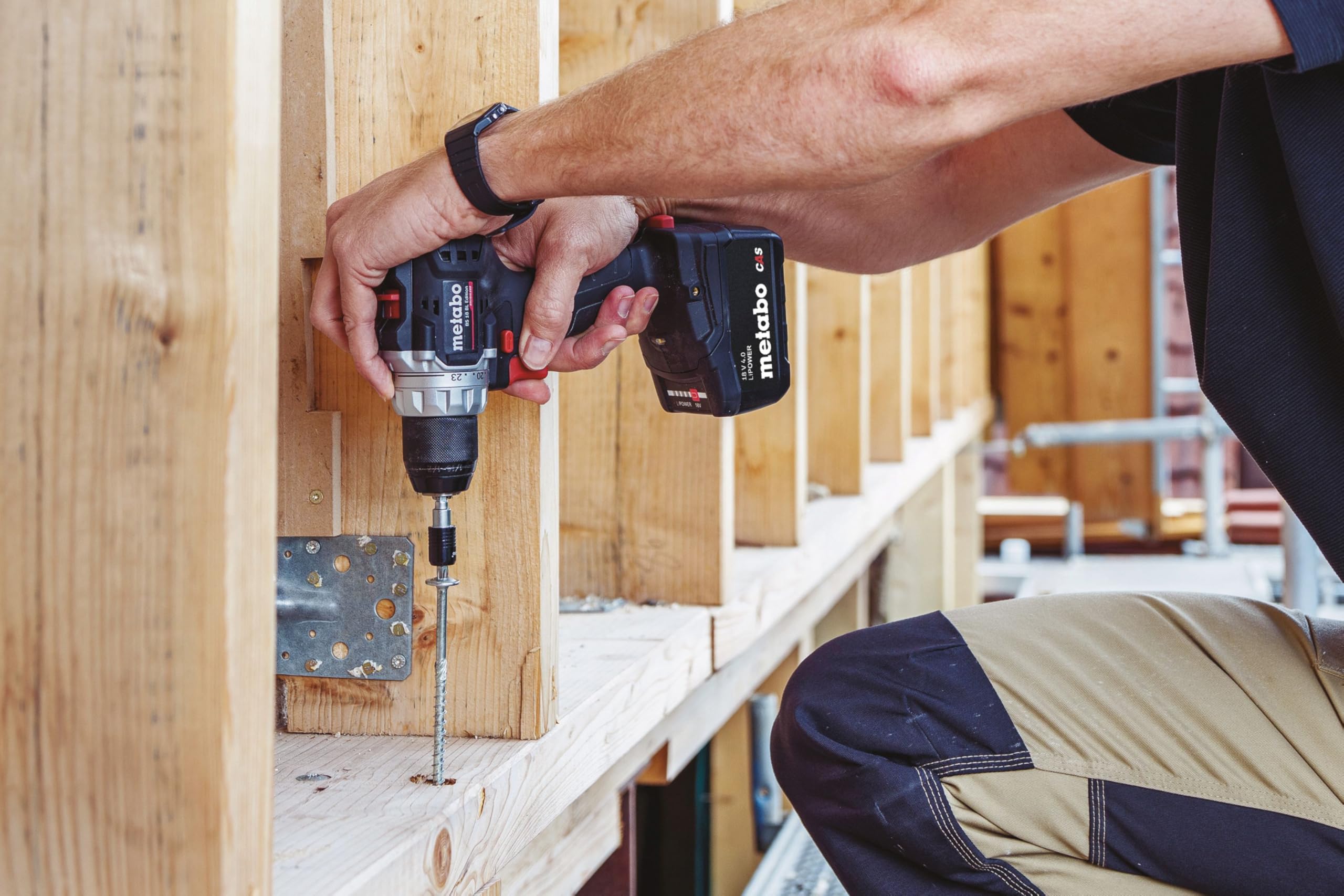 metabo Taladro para batería BS 18 BL Edition - 18 V, CAS, par de giro de 60 Nm, taladro Ø de 36 mm - Sin escobillas, compacto y potente para perforar y atornillar con precisión - Incluye batería (18V