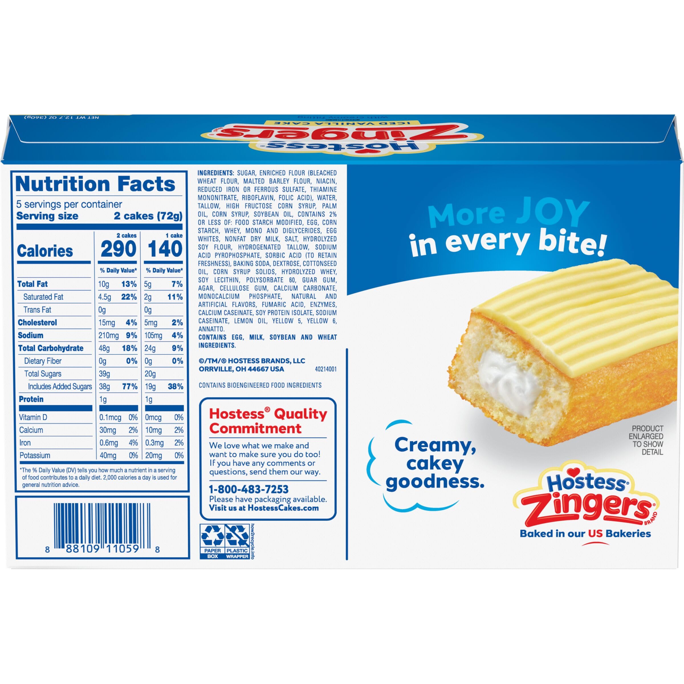 Hostess Zingers Pastel de vainilla helada