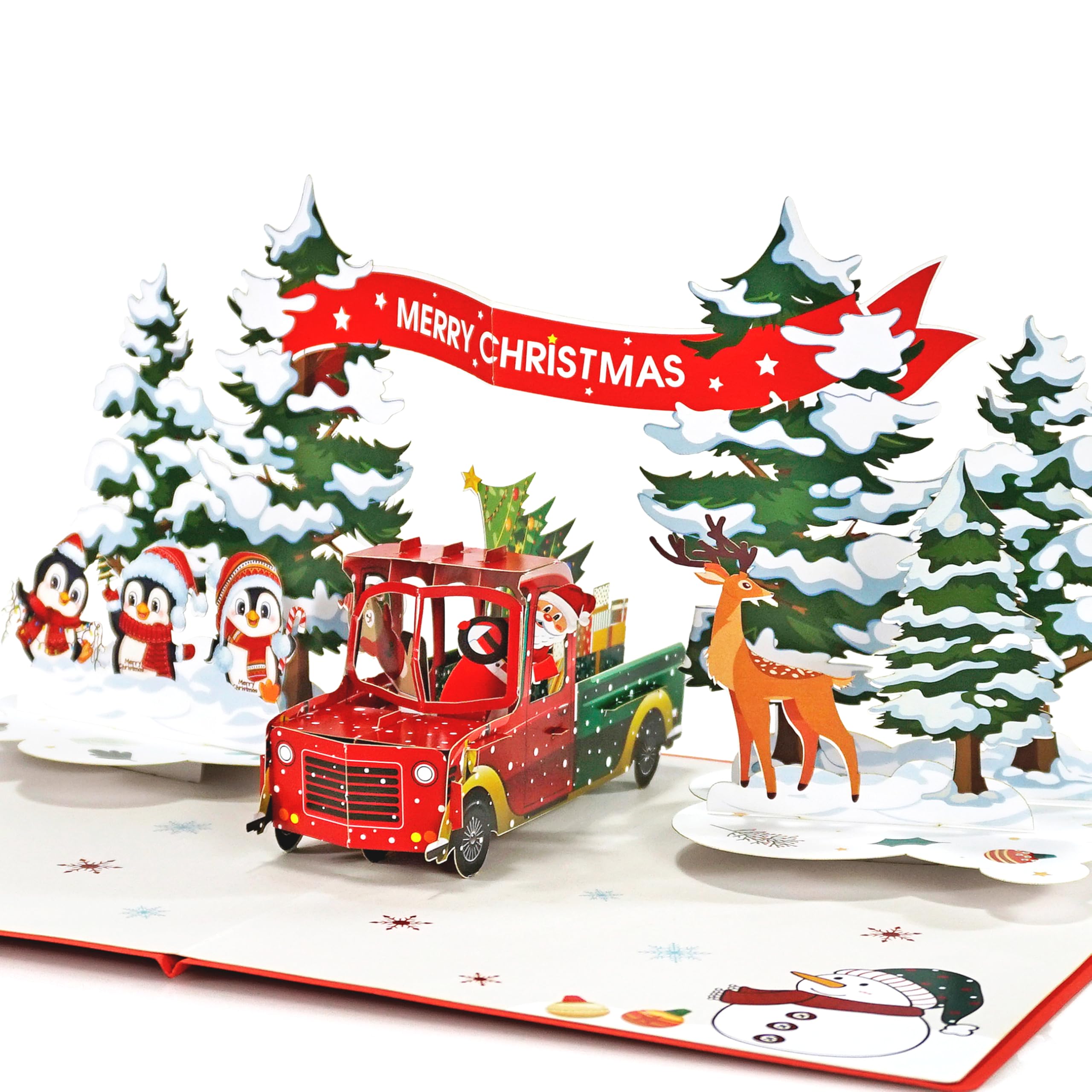 Carte De Noël Pop-up 3D Avec Enveloppe - Scène Festive Animée - Inclut Un Pense-bête - Cadeau élégant Pour Les Fêtes