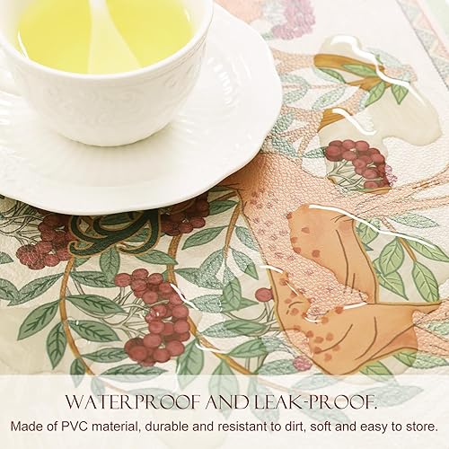 Miniatura 9 de Juego de 6 manteles individuales rectangulares de PVC con diseño de reno marrón, resistentes al calor, impermeables, suaves y duraderos, decoración