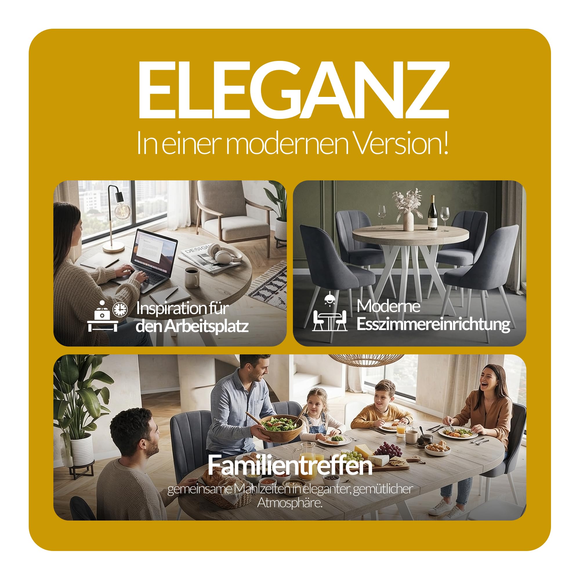 Runder Esstisch ausziehbar – Moderner Wohnzimmertisch und Küchentisch – Tisch mit Stabile Konstruktion, Durchmesser 120 cm - 220 cm - Farbe Lancelot - Kollektion OVO