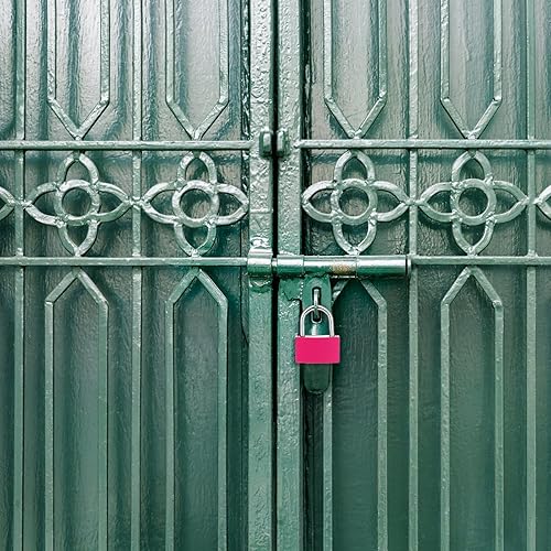 Miniatura 7 de Candado de casillero de gimnasio con llave, cerradura de casillero rosa de aluminio con 1.65 pulgadas de ancho, candado impermeable para cobertizo,