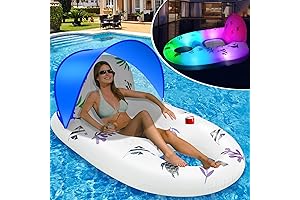 Luxurious Solar-Powered Inflatable Pool Float with Shade for Adults