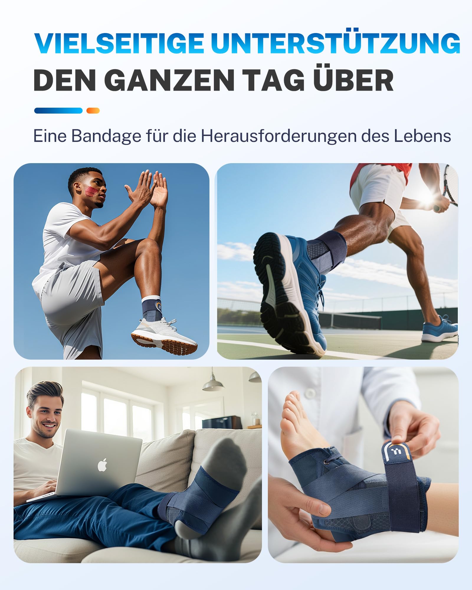 Fitomo Sprunggelenkband mit beidseitig herausnehmbaren Schienen, Schnellverschluss & Figur 8 Stütze. Zur Stabilisierung bei verstauchtem Knöchel und Achillessehnenentzündung. Für Sport & Alltag, L