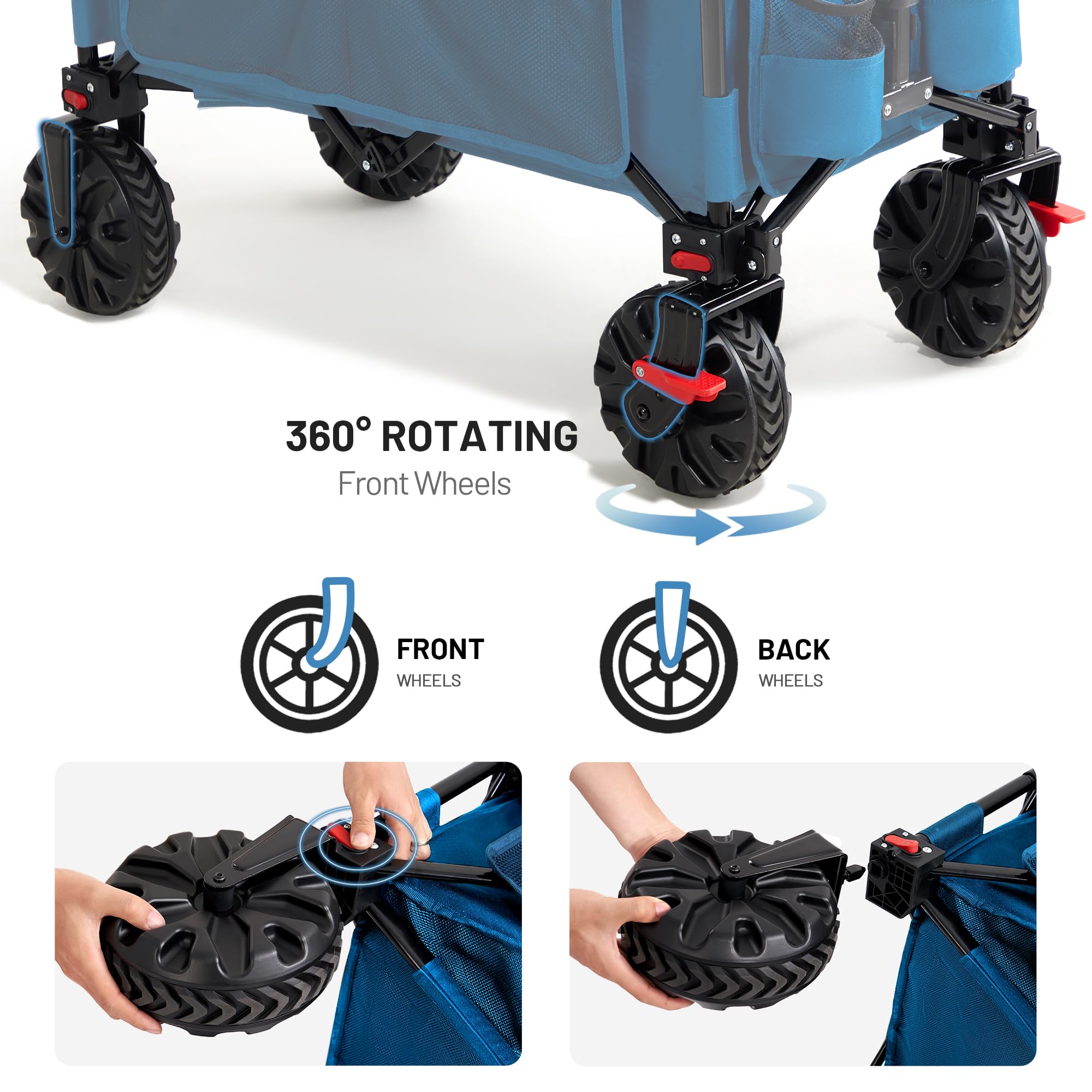 TIMBER RIDGE Bolderkar, opvouwbaar, 200 liter, met bekerhouder, verstelbare handgreep, tuinwagen voor alle terreinen, buiten, camping, winkelen, belastbaar tot 100 kg