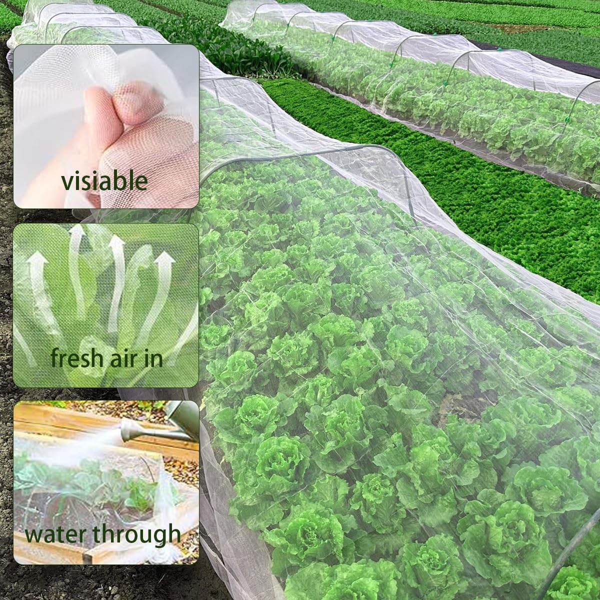 Red De Jardín Ultrafina, Malla Ultrafina para Cultivos, Red para Plantas, Red Antipájaros Blanca, Protege Frutas, Flores y Verduras De Los Pájaros(80 Mesh/0.7mm,4m x 10m)