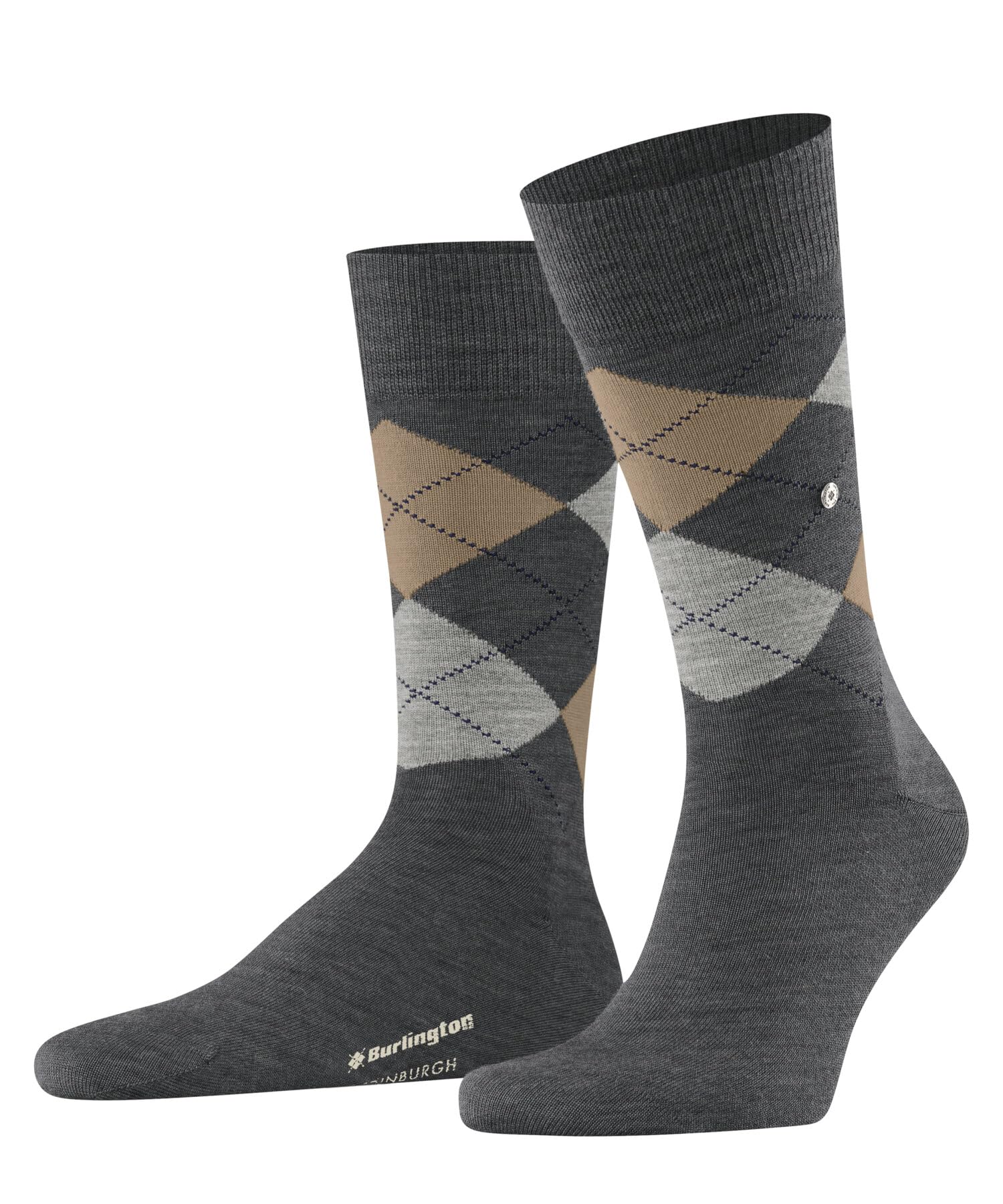 Burlington Men's Edinburgh M So Wool Patterned 1 Pair Socks, Grey Dark 3070, 6.5-11