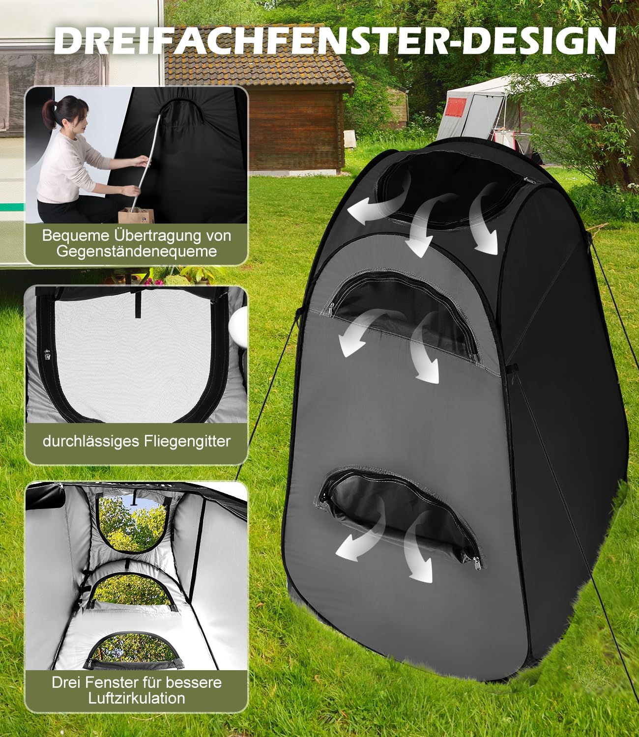 Dewur Tente de Toilette de Camping UV 50+ Tente de Douche Pop Up Tente de vestiaire intimité Toilettes vestiaires Tente de Rangement Mobile d'extérieur pour Camping et Plage avec Sac de Transport
