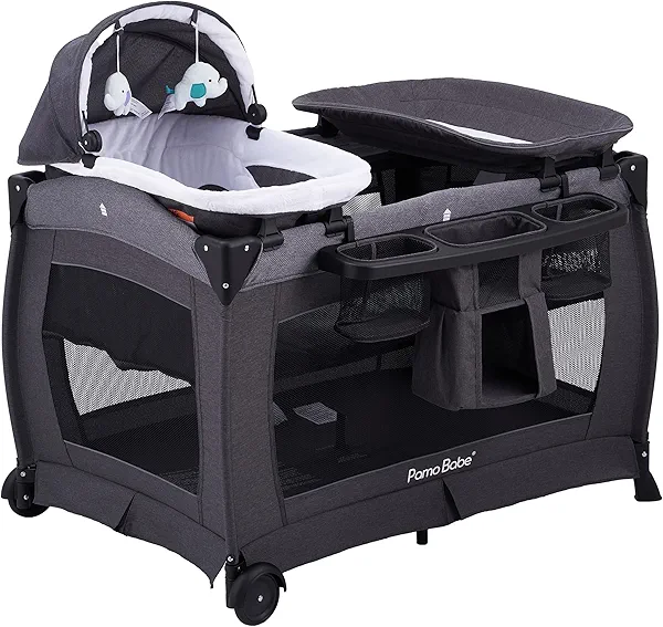 Pamo Babe Portable Playpen Foldable Playard for Baby and Toddler Mattress, Changing Table for Newborn Portable Playard