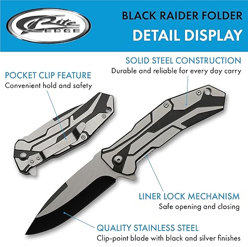 Miniatura 2 de SZCO Supplies Navaja de bolsillo plegable EDC con clip de 8 pulgadas Rainbow Tech