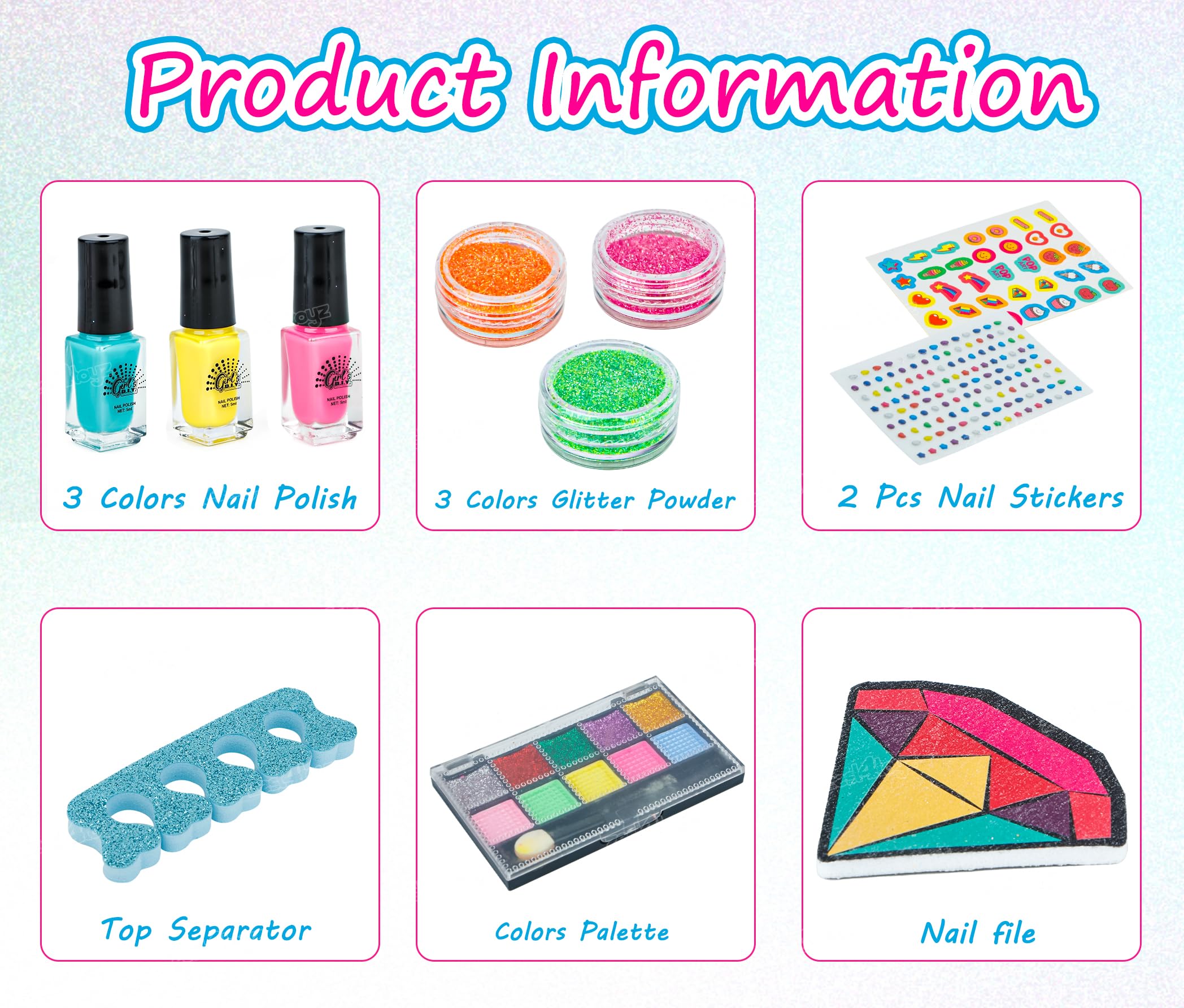 Zest 4 Toyz Nail Art Kit for Girls 6- 12 Nail Polish Make up Kit for Kids Makeup Set for Girls Beauty Set Non Toxic Washable Pretend Play Makeup Toy Birthday Gifts for Kids 3+ 2