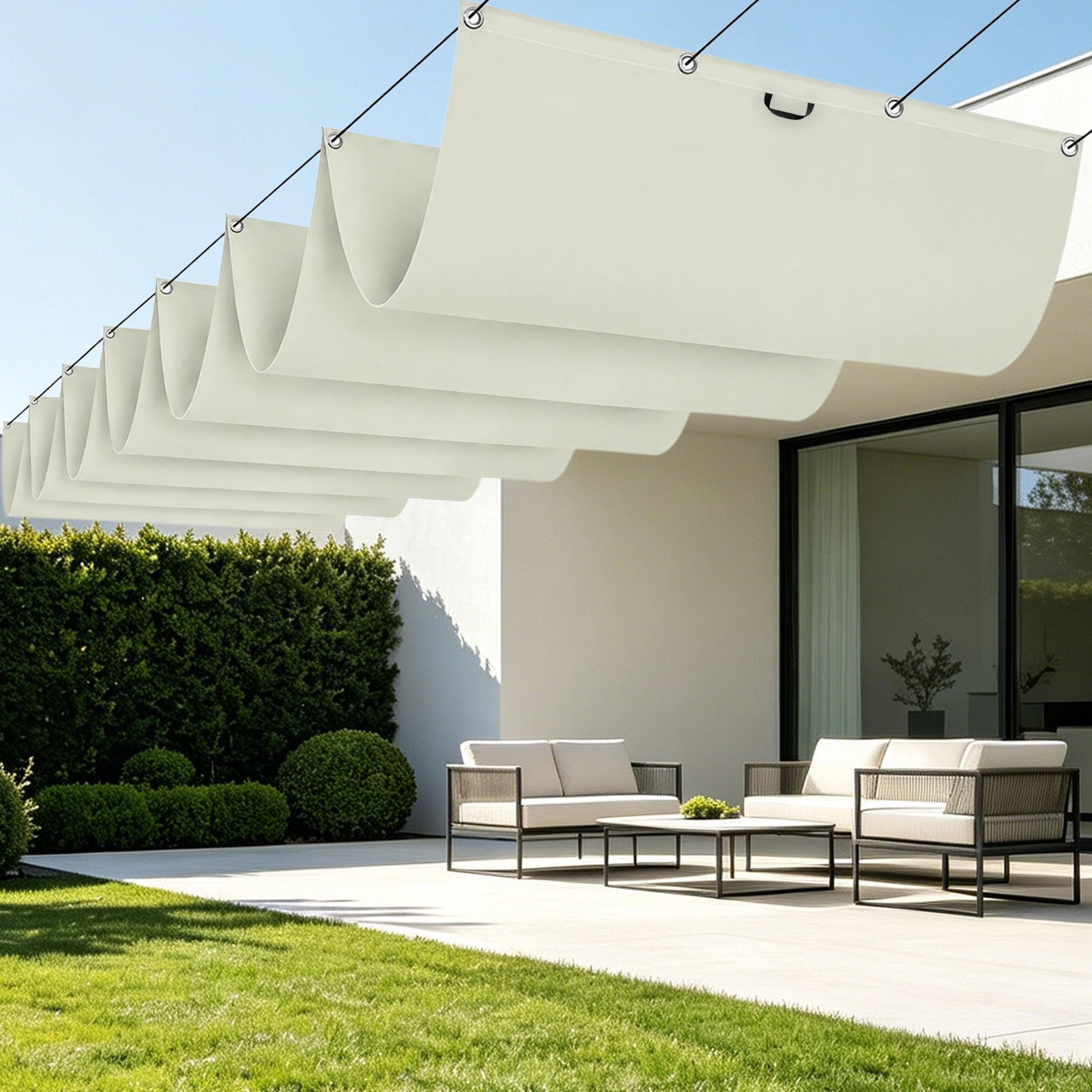 Toile d'ombrage imperméable et rétractable pour protéger le patio du soleil