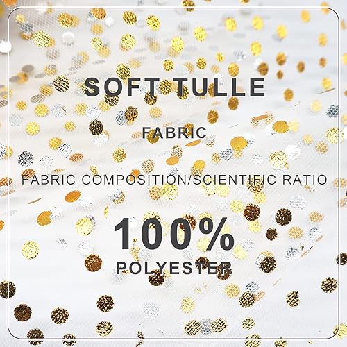 Miniatura 5 de Rollos de tela de tul con purpurina con lunares dorados, cinta de tul con lentejuelas brillantes para bricolaje, falda tutú, decoración de boda,