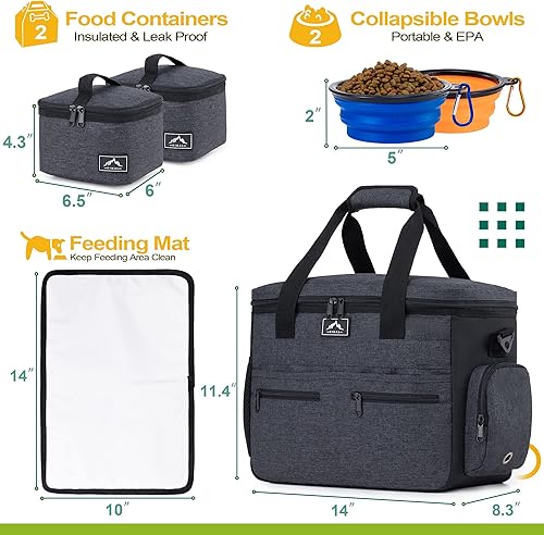 Miniatura 2 de Kit de bolsa de viaje para perros para suministros, bolsa de viaje grande para mascotas para perros, práctica funda de equipaje, viajes nocturnos y