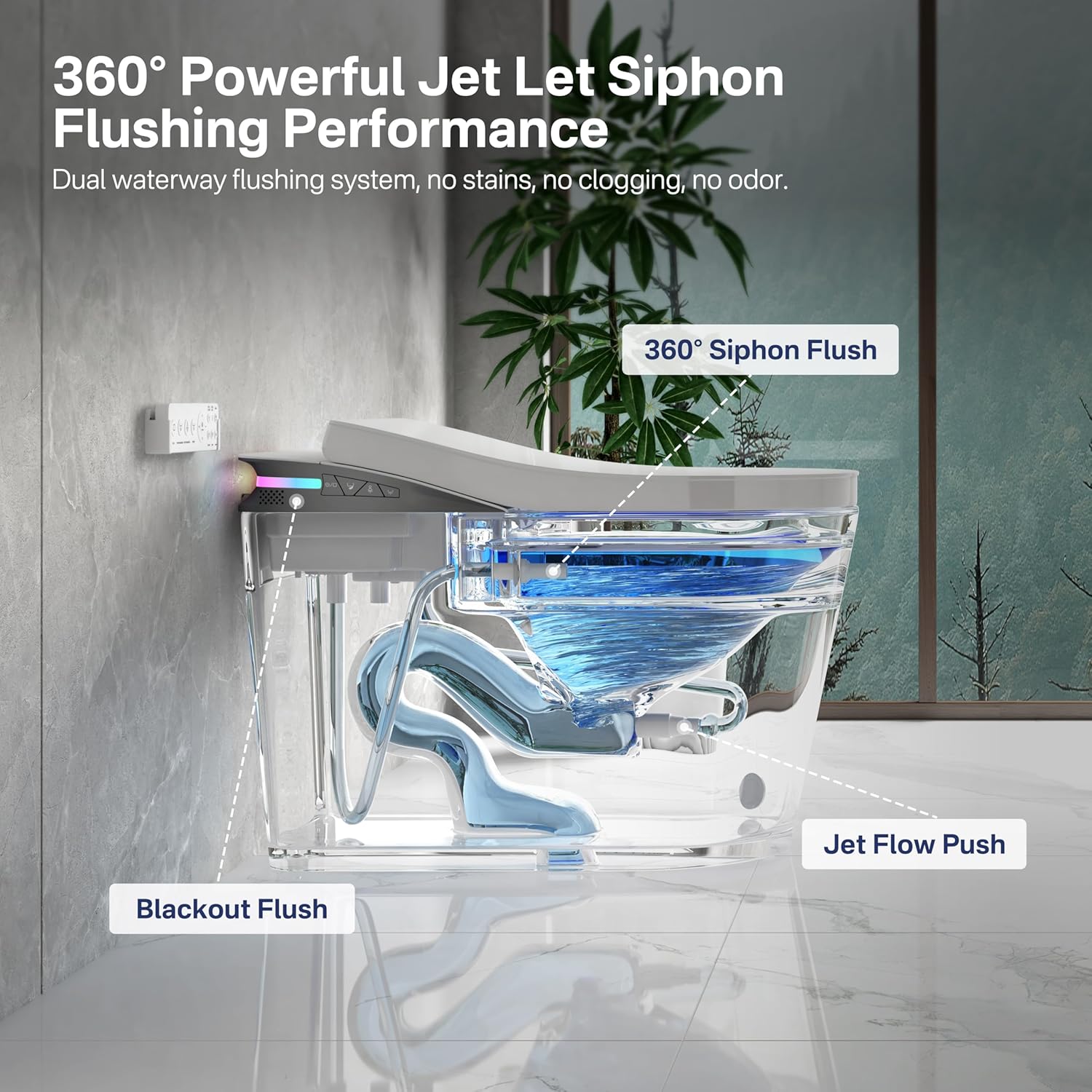 Eridanus One Piece Smart Toilet with Bidet Built in, Electric Bidets with Warm Water Sprayer and Air Dryer, Auto Flush & Lid, ADA Height Elongated Heated Seat, Foot Sensor, Modern Tankless Toilets