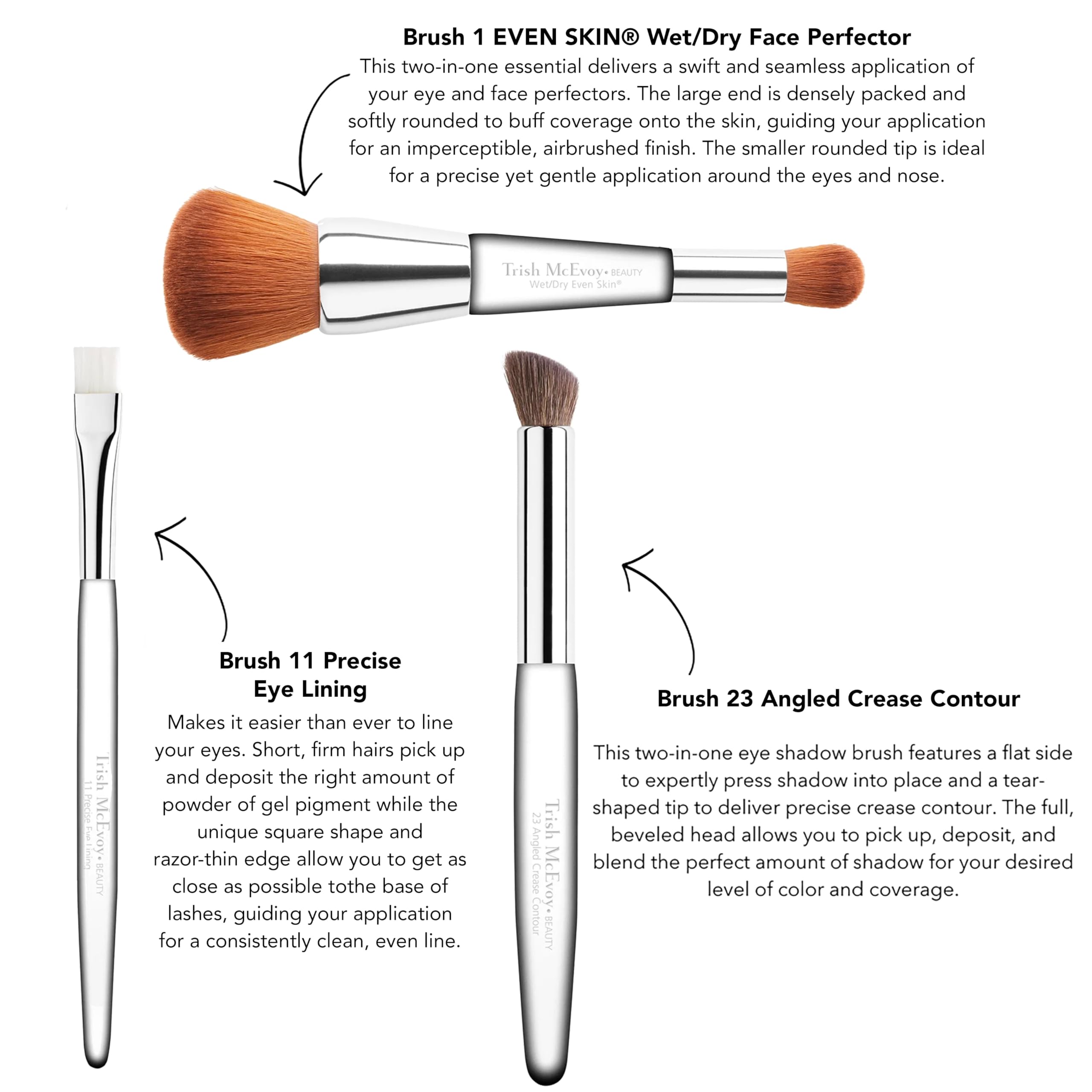 Trish McEvoy Brush 23 Angled Crease Contour, Brown - Image 4