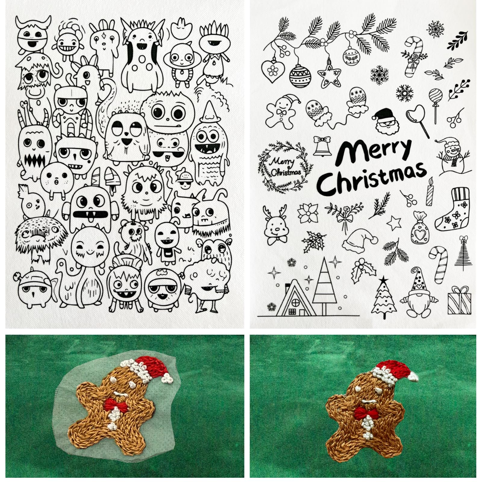 ZQmino 39Pcs Water Soluble Stabilizer for Embroidery Stick and Stitch Paper - Tear Away Stabilizers With Christmas Patterns for Hand Sewing Love (Christmas)