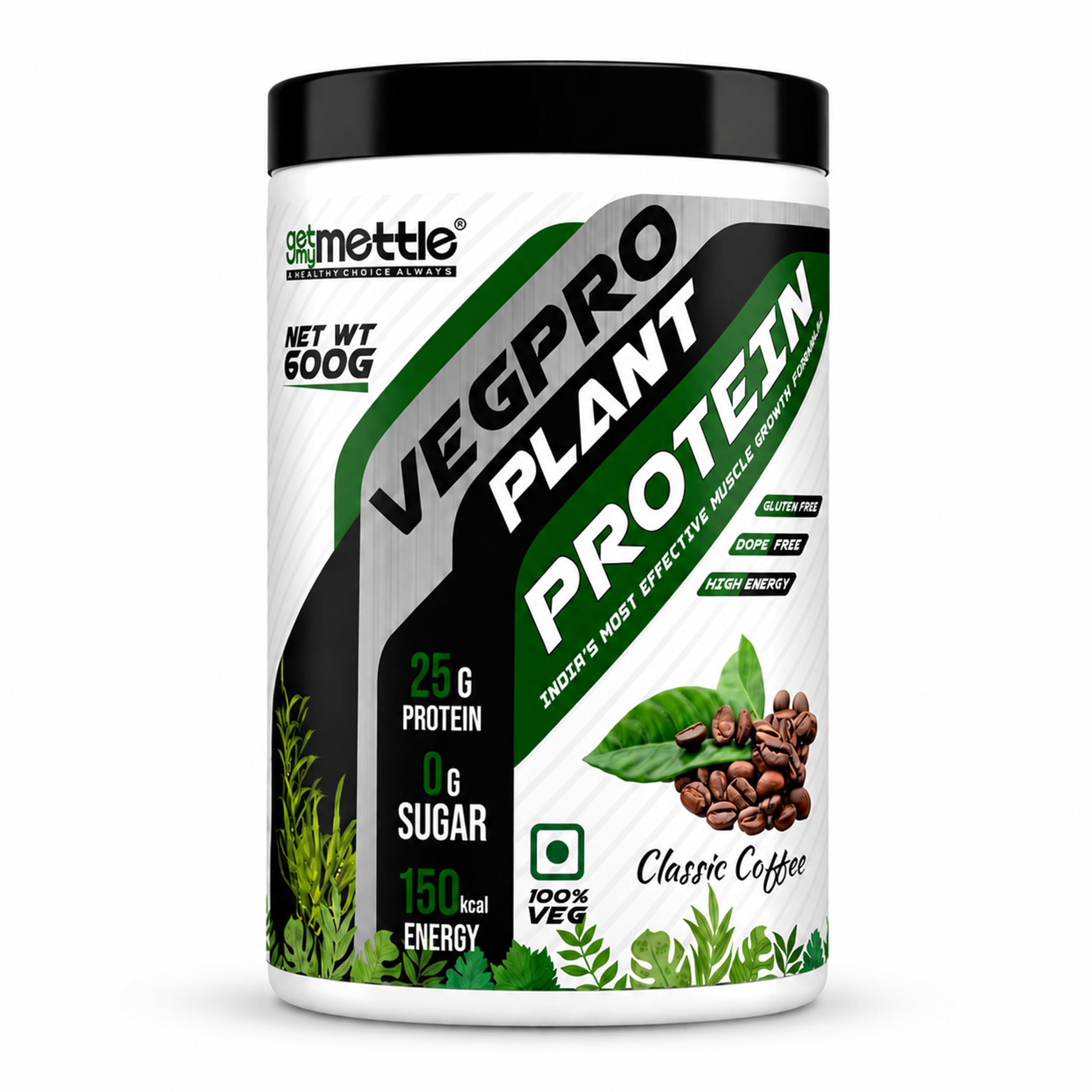 Getmymettle VegPro Vegan Plant Protein Powder | Protein 24g per scoop | Pea Protein Isolate with Digestive Enzyms | Low Carbs (1kg, Classic Coffee) — Amazon image 13