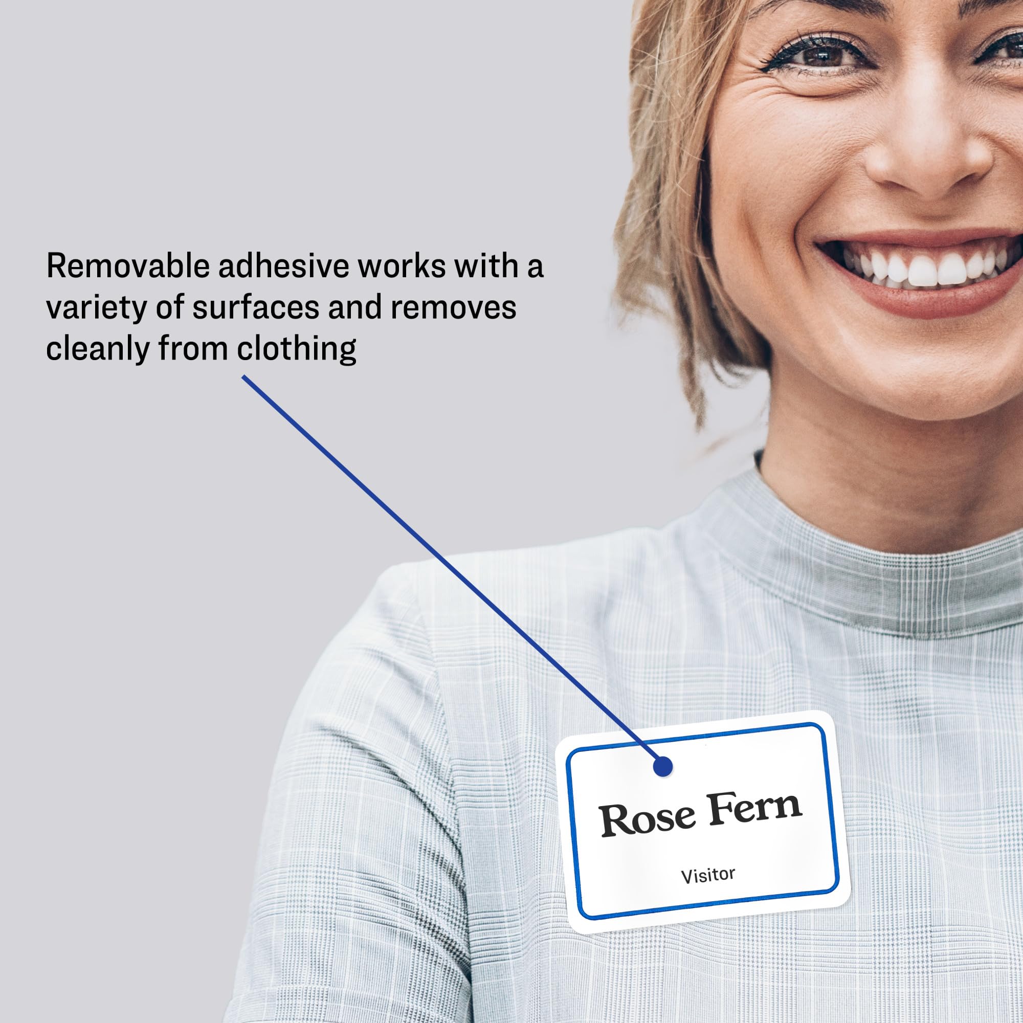 Avery Flexible Printable Name Tags, 2-1/3" x 3-3/8", White with Blue Border, 40 Removable Name Badges (05151) - Image 2