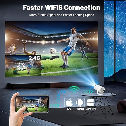 Miniatura 3 de Mini proyector con WIFI 6 y Bluetooth, soporte 4K 1080P Proyector portátil giratorio de 180 Proyector de película de pantalla de 130 pulgadas,