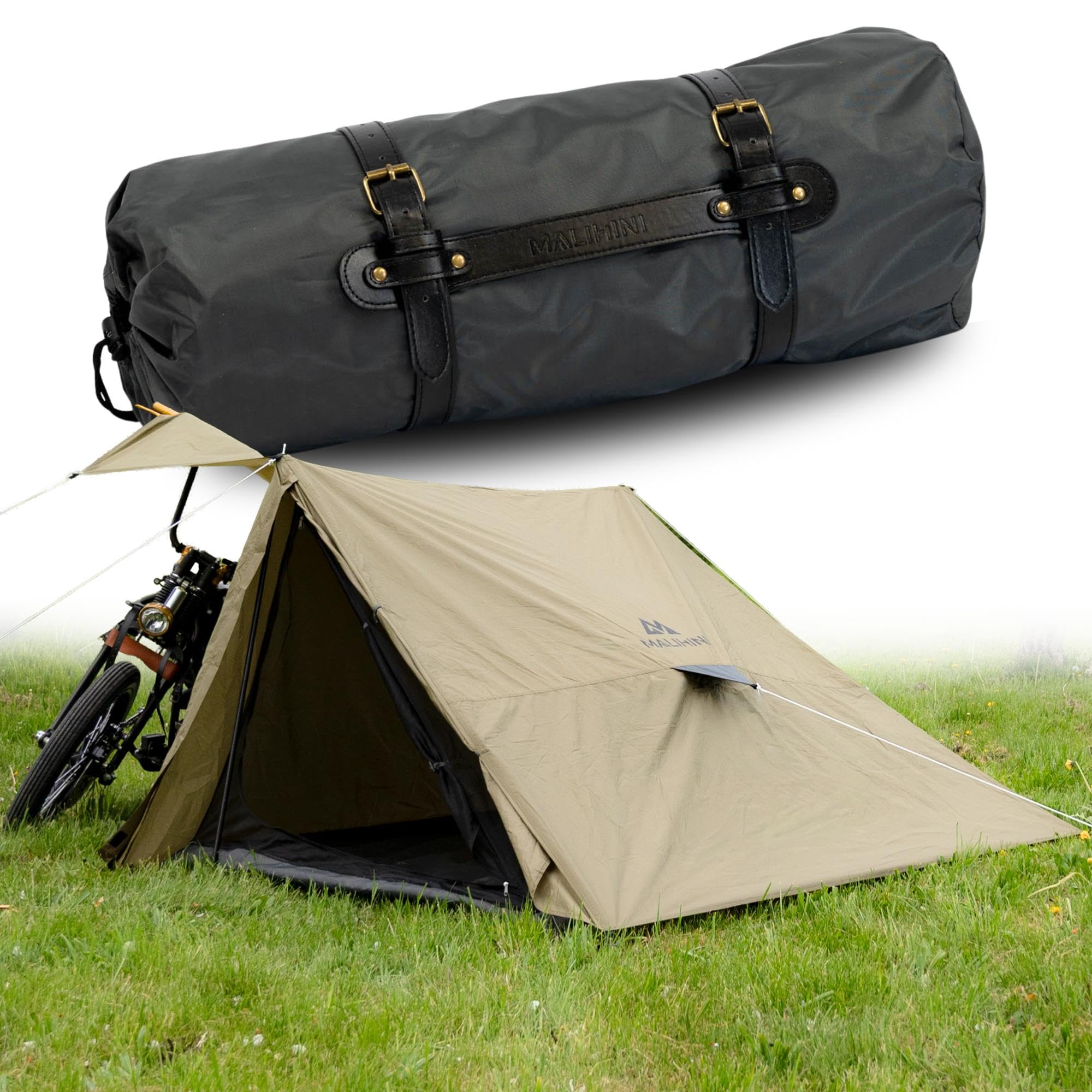 MALIHINI Tente de moto [2 personnes] – Tente de moto avec petite taille pliée, imperméable | Bâche de moto et auvent | Tente de motard pour motards | Vélo et camping