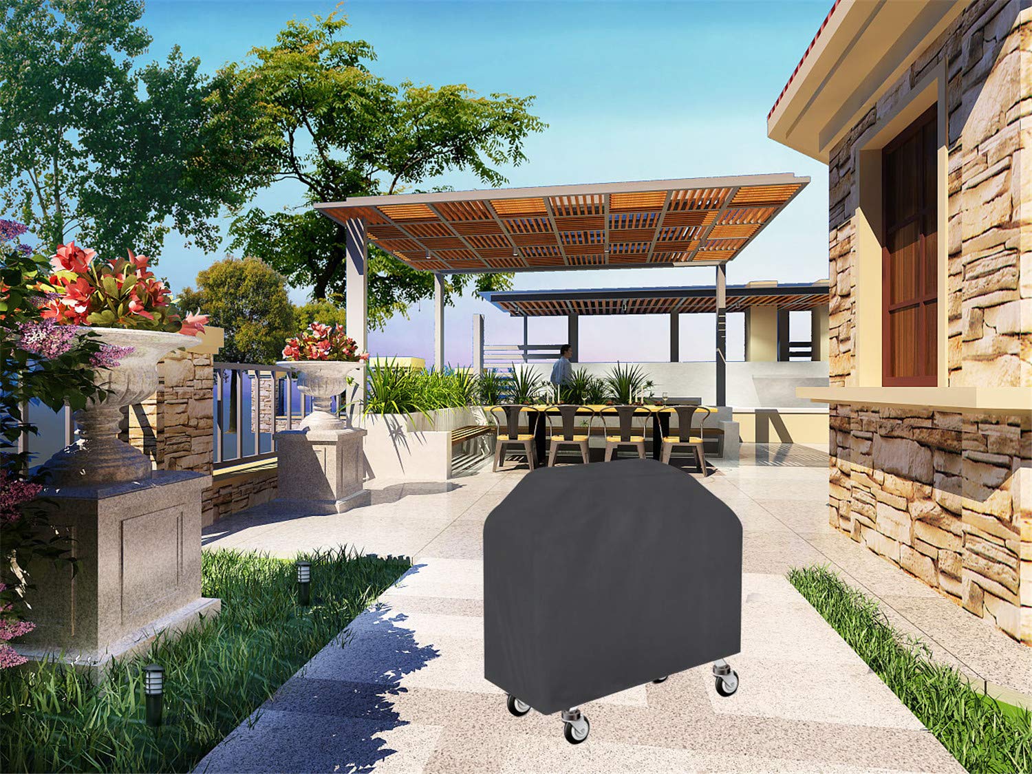 Funda para Barbacoa Impermeable, 100x60x150cm Cubierta para Barbacoa 210D Protector para BBQ Parrilla Anti-Viento/UV/Impermeabilidad