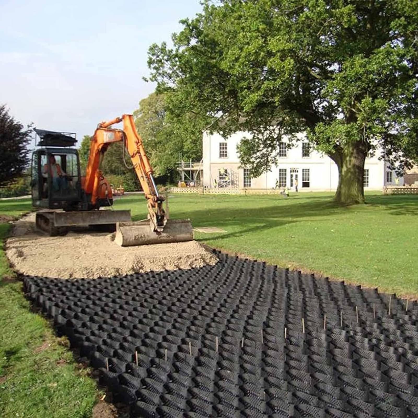 Kratka stabilizatora żwiru, 5 cm grubości, kontrola nachylenia, do błotnistych ścieżek, składany, teleskopowy, 1 x 10 m, rozwiązanie do stabilizacji podłoża